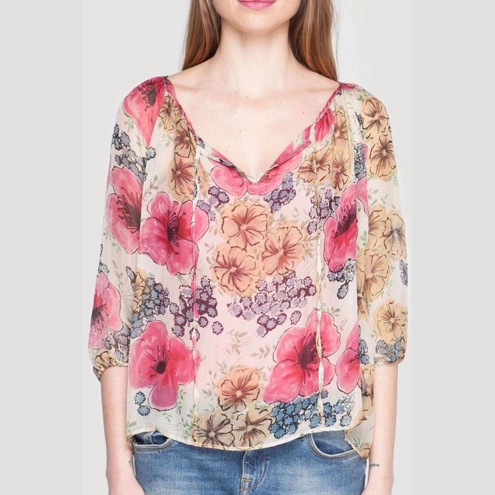 Johnny Was CRIMSON CLOVER BLOUSE Sz M